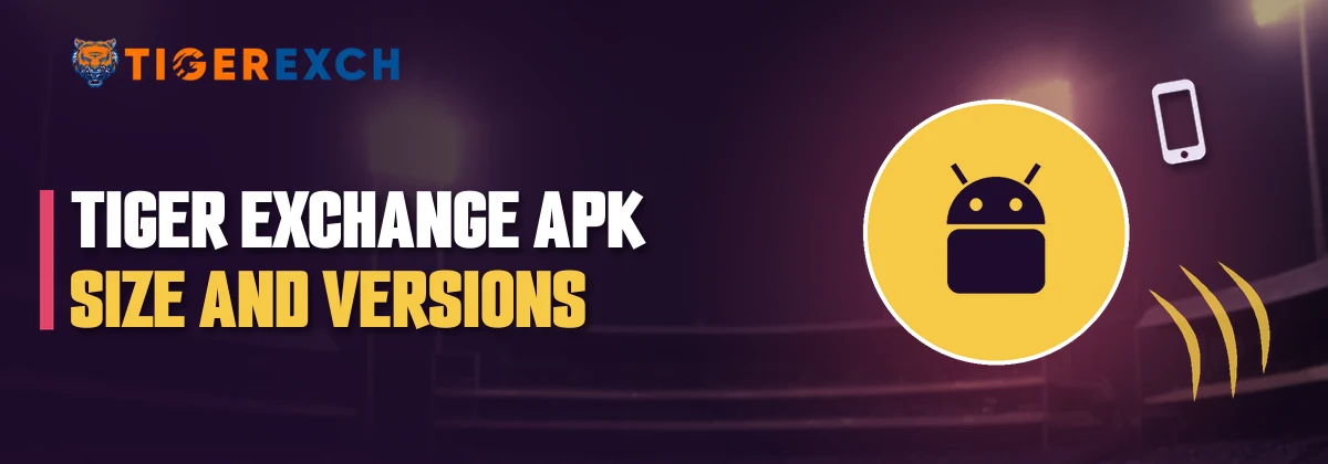 Gold Android badge heading the Tiger Exchange APK size and version questions strip