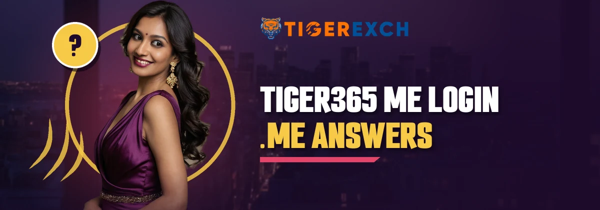 Woman in purple satin beside the tiger365.me sign-in questions strip
