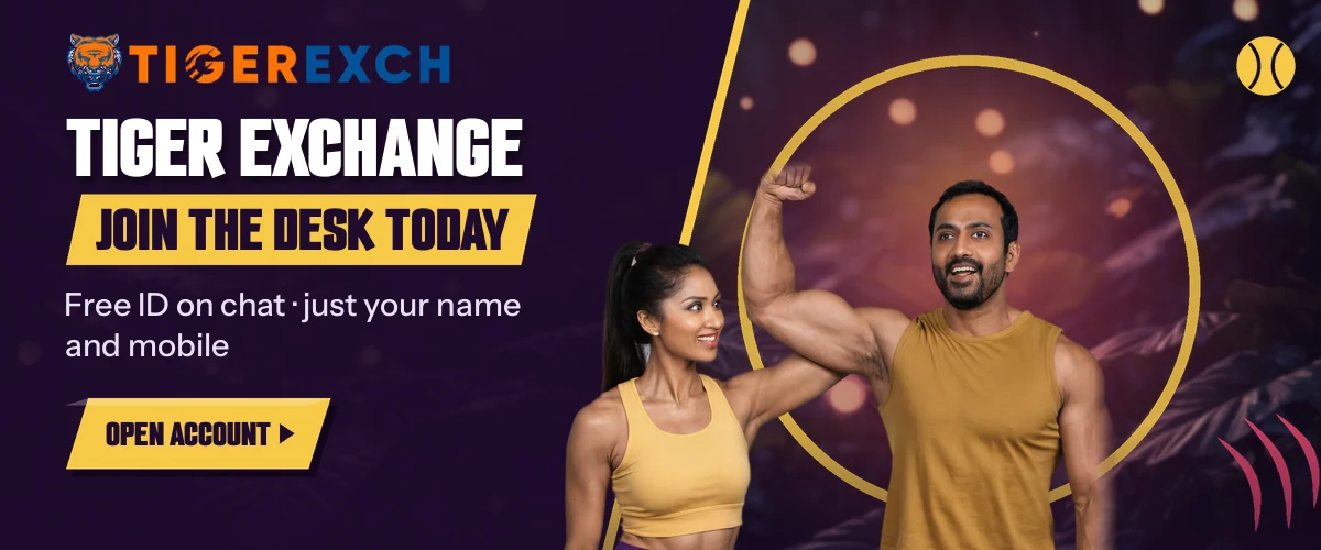 Welcome banner inviting new players to open a Tiger Exchange account through the chat desk