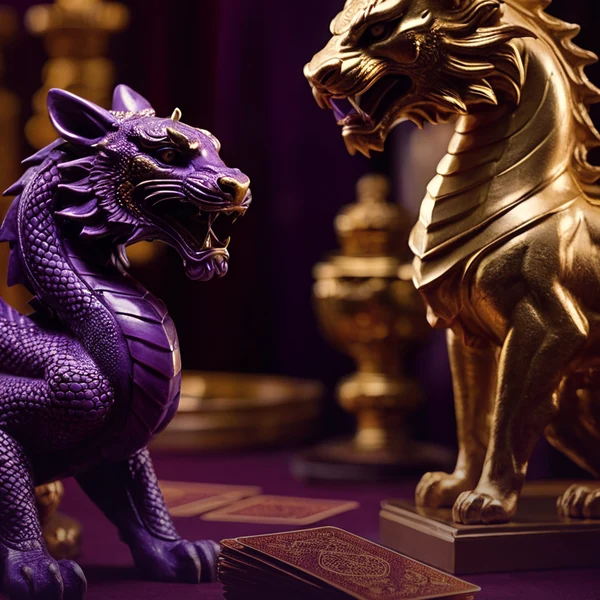 Dragon Tiger tile with two face-up cards head to head