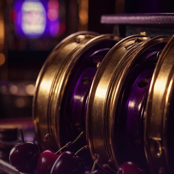 Slot reels tile with fruit and bar symbols lined up