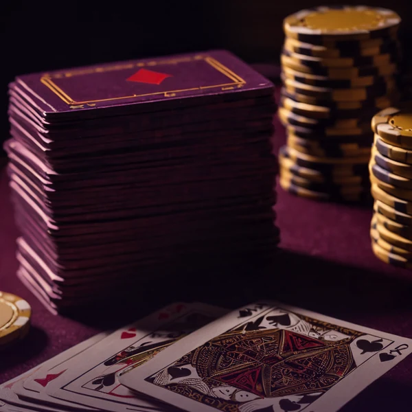 Three-card Teen Patti hand fanned out on a dealer felt